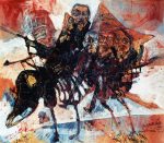 Die apokalyptischen Reiter – vorwärts immer, rückwärts nimmer! - Wasserfarben/Kreide auf Papier, 90 x 110 cm, 1990