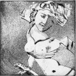 Yakshi mit Schlange - Aquatinta/Kaltnadel, 13 x 12,5 cm, 1987