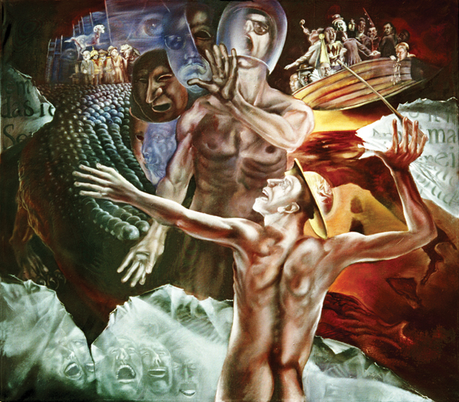 Lanzelot und der Drache - Öl auf Leinwand, 1980, 147 x 167 cm