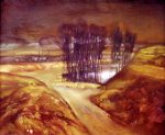 Landschaft mit Teich - Öl auf Pappe, 30 x 40 cm, 1973