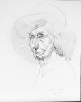 Dame mit Hut - Bleistift, 45 x 36 cm, 1988