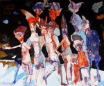 Gruppenbild mit Damen - Wasserfarben/Kreide auf Papier, 73 x 87 cm, 1991