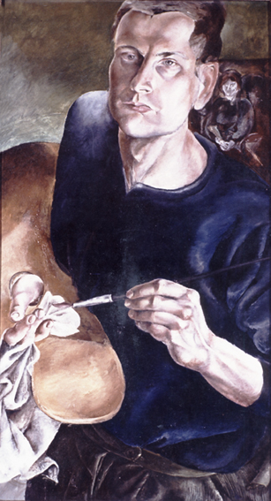 Selbst mit großer Palette - Öl auf Pappe, 57 x 31 cm, 1967