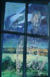 Mein regennasses Fenster - Öl auf Pappe, 102 x 76 cm, 1978