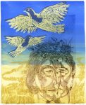 Das Vogelnest - nach einem Gedicht von Johannes/Bobrowski, Strichätzung auf Siebdruck, 31 x 25 cm, 1978