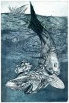 Wie ich ein Fisch wurde - nach einem Gedicht von Günter Kunert, Strichätzung, 29 x 19 cm, 1976