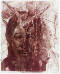 Der rote Christus - Reservage/Kaltnadel, 37 x 31 cm, 1981 (Che Guevara gewidmet)